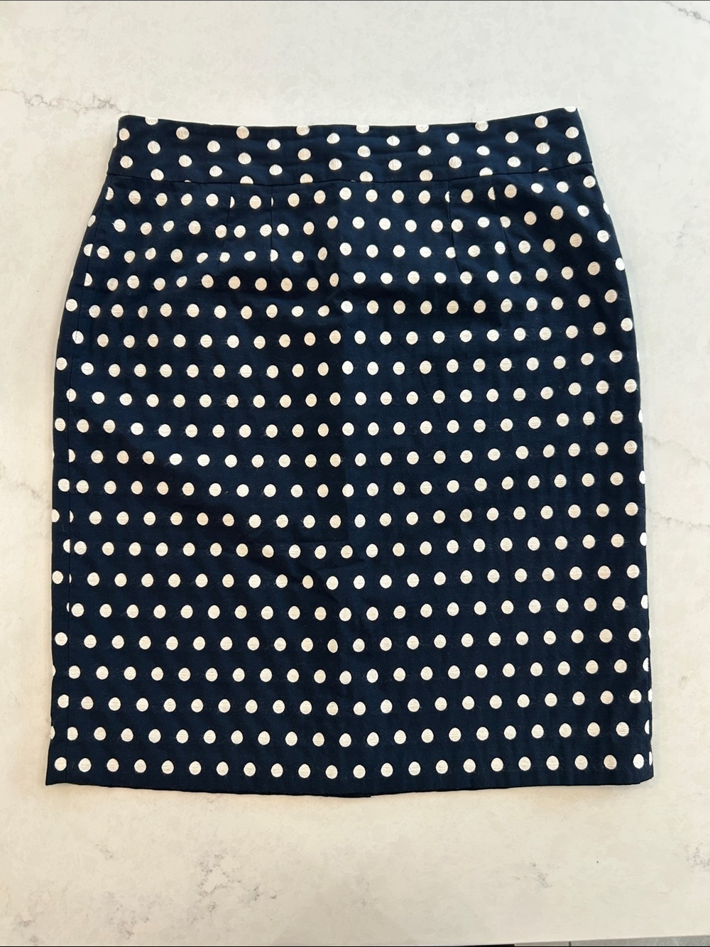 Banana Republic Navy and White Polka Dot Pencil Skirt